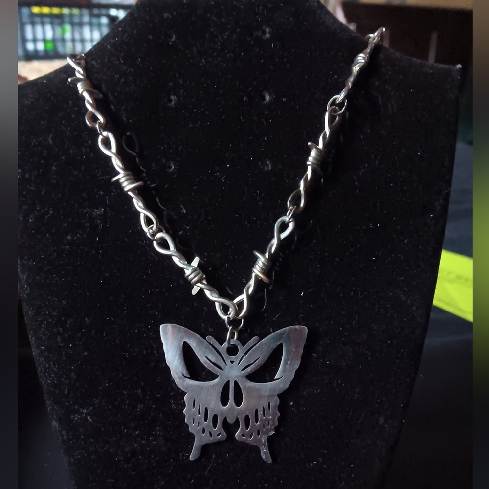 Butterfly silver pendant necklace